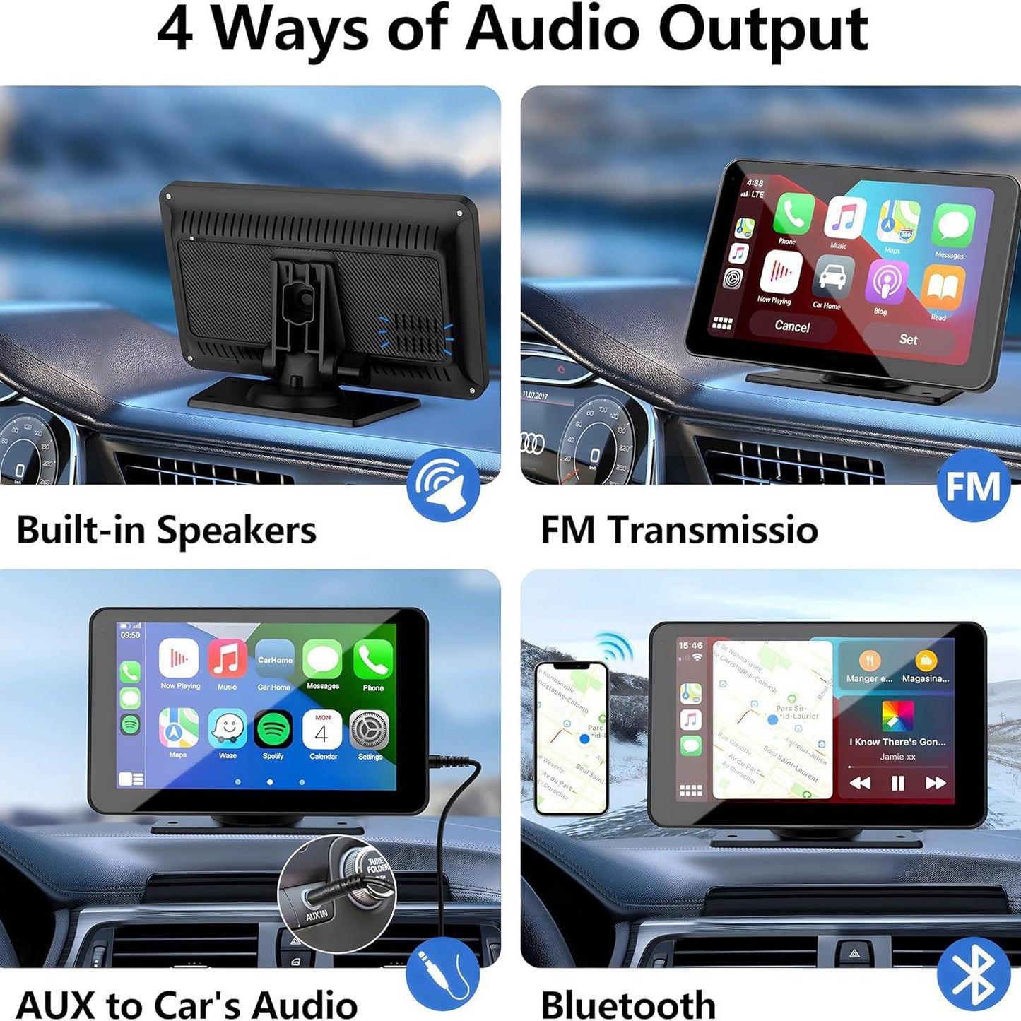 Écran tactile HD CarPlay Android Auto sans fil caméra de recul