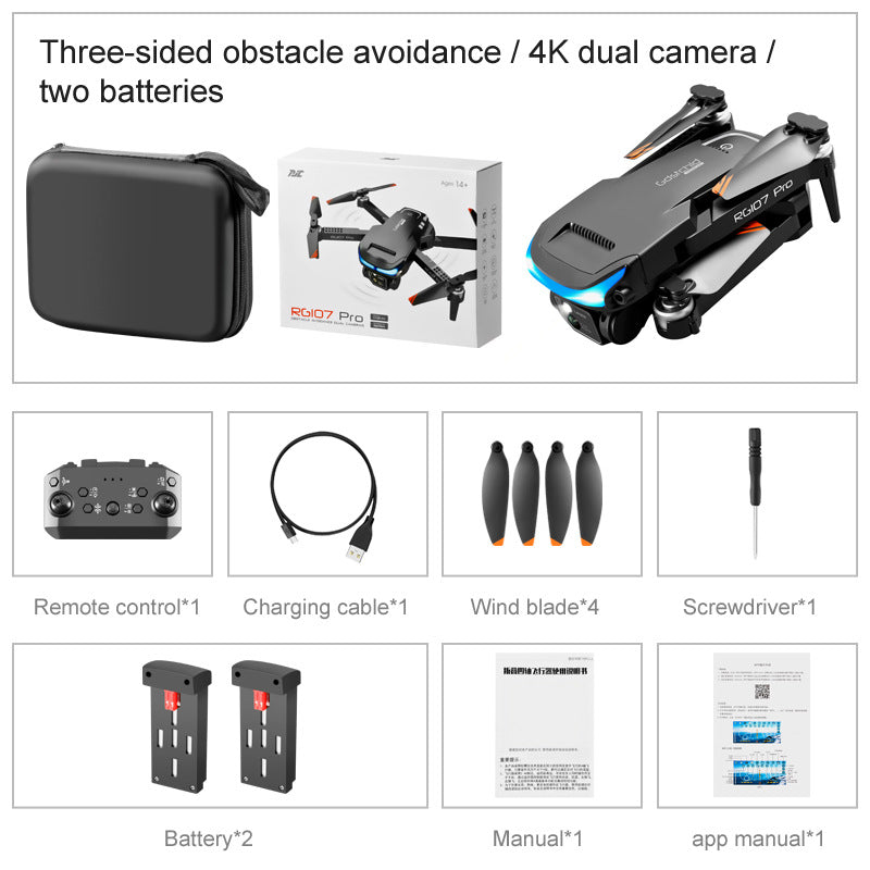 Drone RG 107 PRO double camera 4K HD Évitement d'obstacles GPS