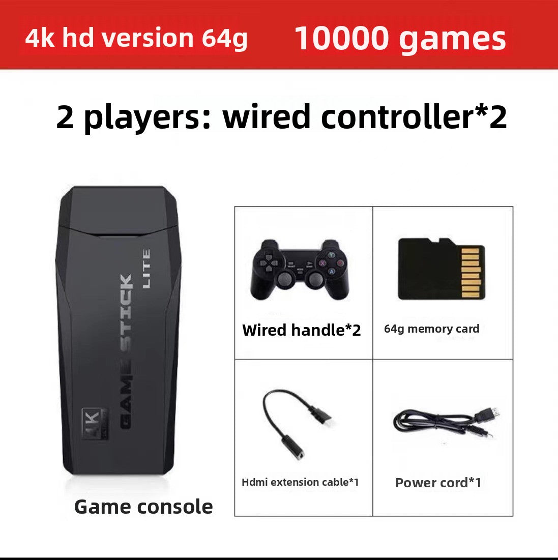 Console de jeux TV, manette de jeu 4K HD, 20 000 jeux rétro game stick