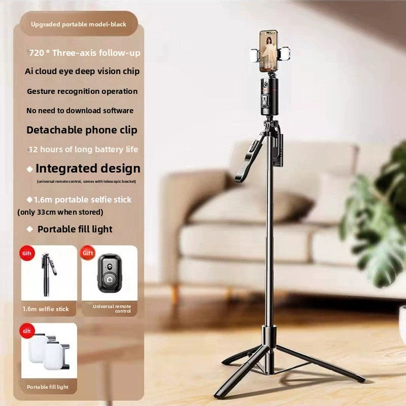 Support de téléphone portable entièrement automatique sur pied pour diffusion en direct Suivi de visage 360°