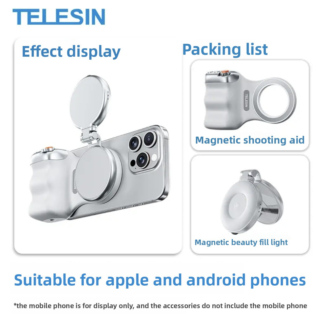 Support pour téléphone portable avec appareil photo Fixation magnétique systèmes MagSafe anti-tremblement iphone-samsung