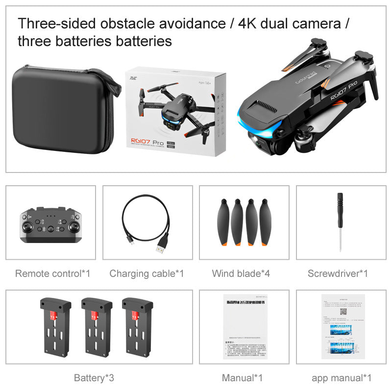 Drone RG 107 PRO double camera 4K HD Évitement d'obstacles GPS