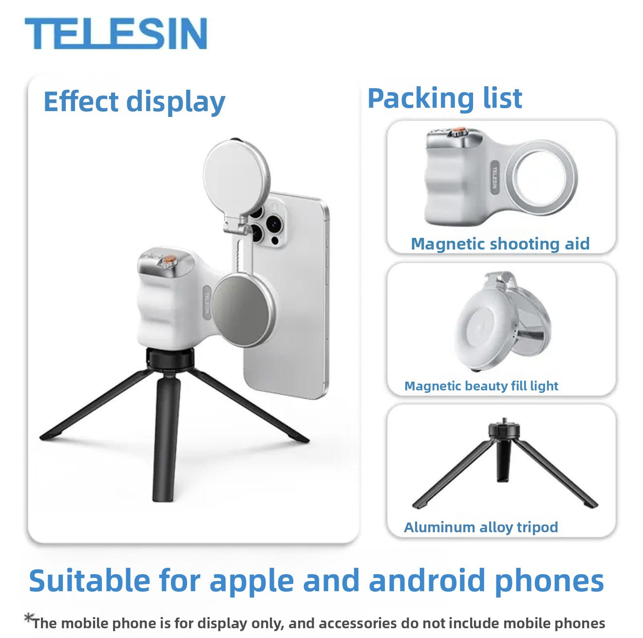 Support pour téléphone portable avec appareil photo Fixation magnétique systèmes MagSafe anti-tremblement iphone-samsung