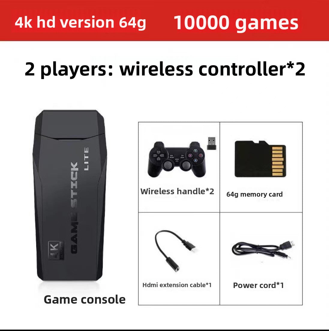 Console de jeux TV, manette de jeu 4K HD, 20 000 jeux rétro game stick