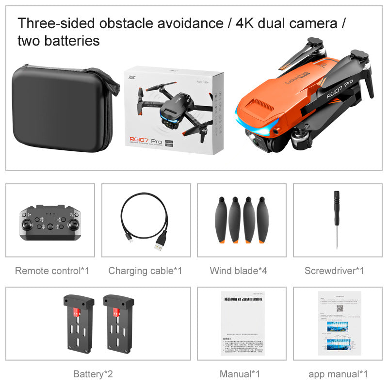 Drone RG 107 PRO double camera 4K HD Évitement d'obstacles GPS