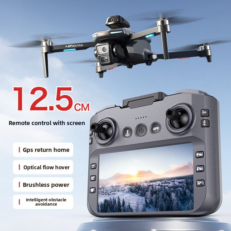 Drone XT606 quadricoptère double camera 6K HD écran LCD retour GPS intelligents Système d'évitement d'obstacles
