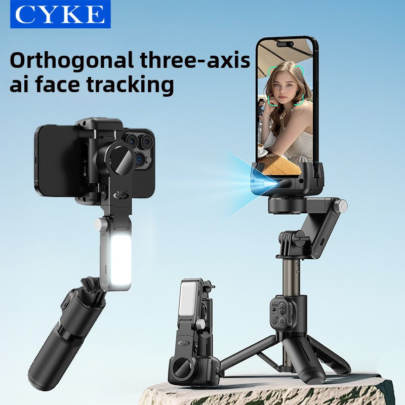 Stabilisateur de téléphone Q19 Cyke avec suivi du visage par IA, nacelle stabilisée portable 360° éclairage