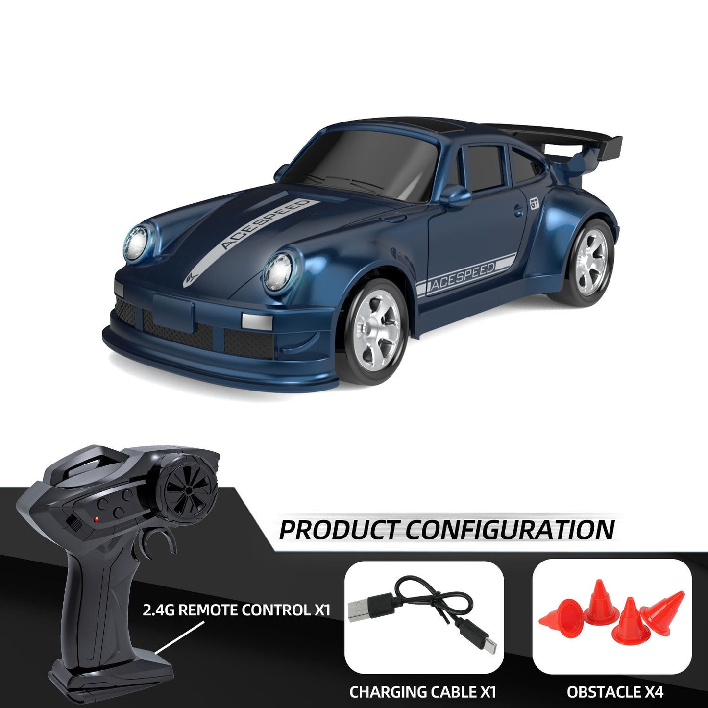 Mini voiture de drift Télécommandée 1/64 Feux LED BMW M4 PORSCHE 911