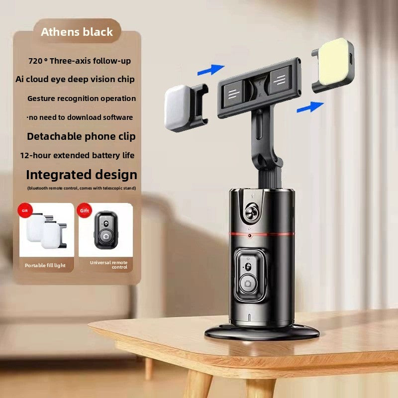 Support de téléphone portable entièrement automatique sur pied pour diffusion en direct Suivi de visage 360°