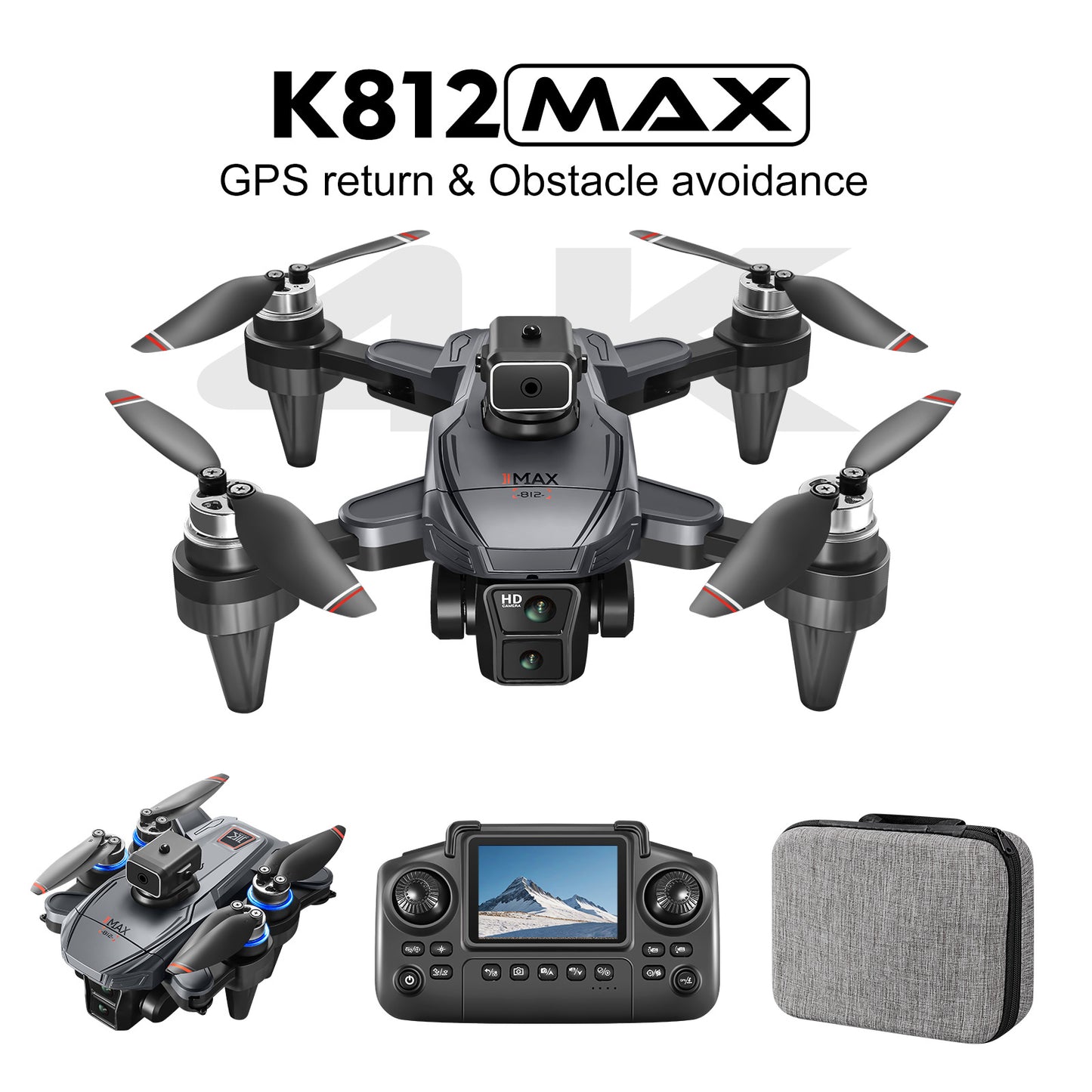 Drone quadricoptère K812 Max photo HD 4K Fonctions de retour GPS