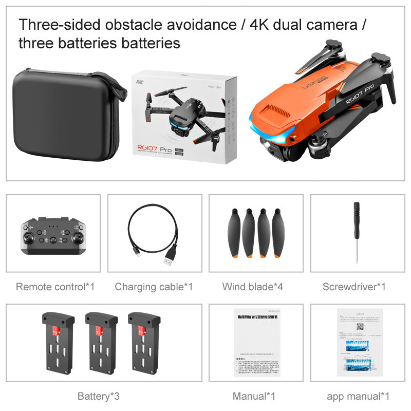 Drone RG 107 PRO double camera 4K HD Évitement d'obstacles GPS