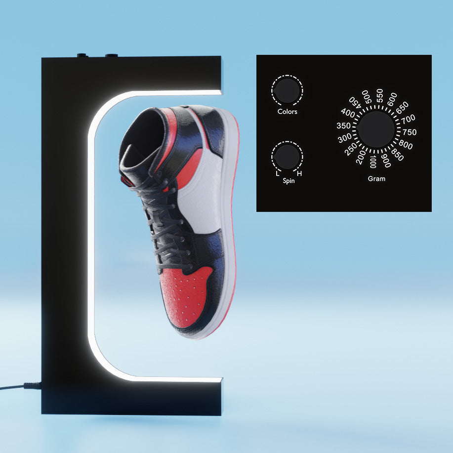 Présentoir rotatif à lévitation magnétique rotation automatique à 360 degrés basket et chaussures