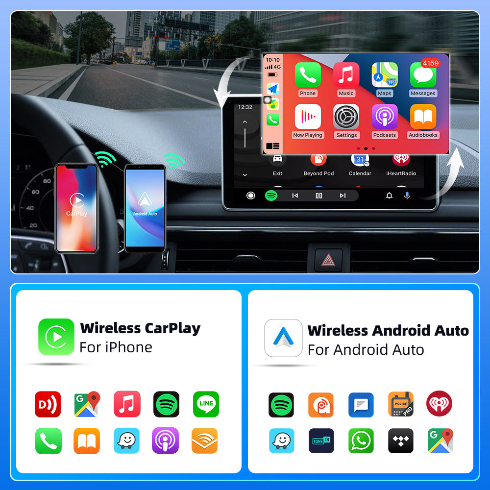 CarPlay sans fil 2 en 1 Apple CarPlay et Android Auto