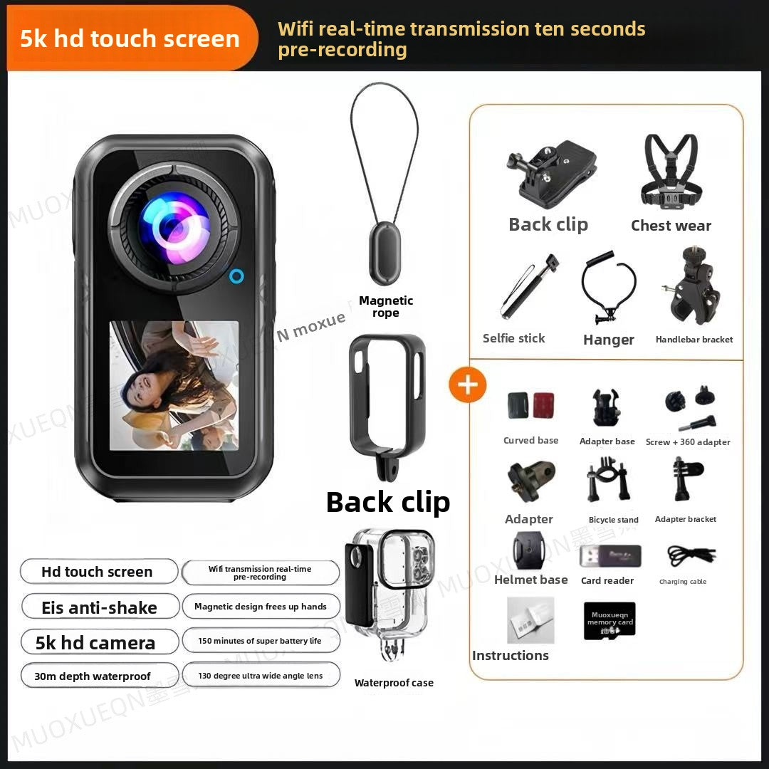 Caméra d'action étanche anti-tremblement 5K HD pour le cyclisme et le vlogging