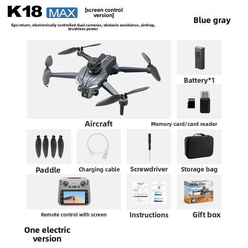 Drone K18 MAX Full HD 4K Retour GPS écran LCD System Anti obstacle